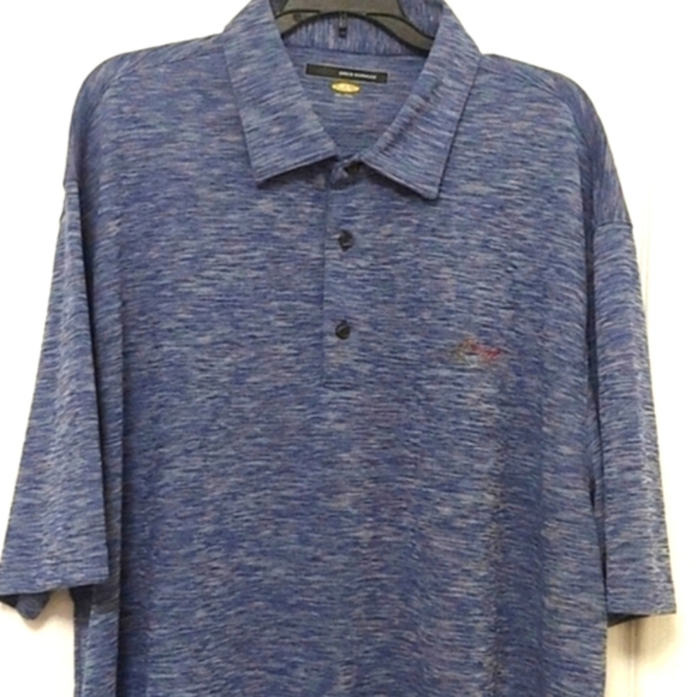 Greg Norman Heathered Blue Short Sleeve Golf Polo Shirt. Size XXL
